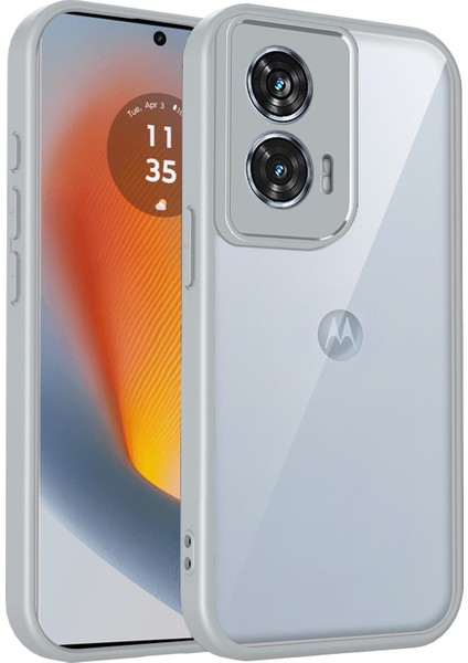 Motorola Moto G85/S50 Neo,için Laimtop Kılıf, Kamera Lens Korumalı Hibrit 2'si 1 Arada Şeffaf Kılıf-Gri (Yurt Dışından)