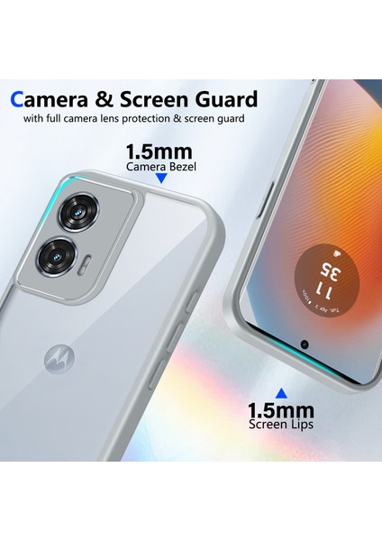 Motorola Moto G85/S50 Neo,için Laimtop Kılıf, Kamera Lens Korumalı Hibrit 2'si 1 Arada Şeffaf Kılıf-Gri (Yurt Dışından) modelleri