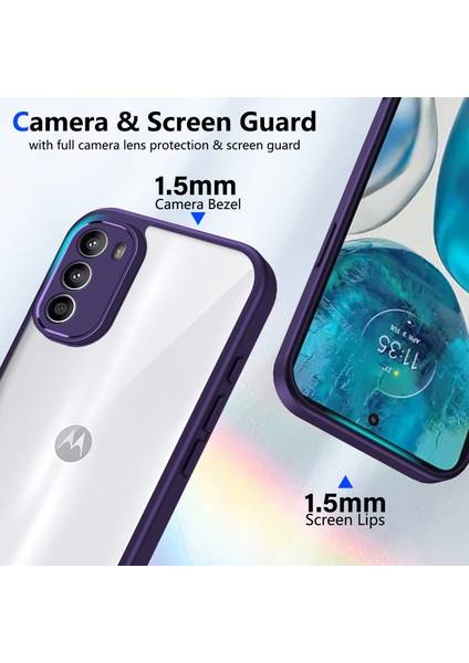 Motorola Moto G52/G82,IÇIN Laimtop Kılıf, Kamera Lens Korumalı Hibrit 2'si 1 Arada Şeffaf Kılıf-Mor (Yurt Dışından) modelleri