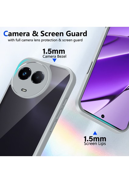 Realme 11 5g/realme 11X/REALME C67 5g,için Laimtop Kılıf, Kamera Lens Korumalı Hibrit 2'si 1 Arada Şeffaf Kılıf-Gri (Yurt Dışından) modelleri