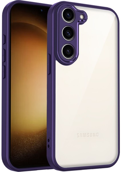 Samsung Galaxy S23,IÇIN Laimtop Kılıf, Kamera Lens Korumalı Hibrit 2'si 1 Arada Şeffaf Kılıf-Mor (Yurt Dışından)