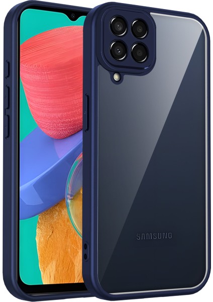 Samsung Galaxy A12/M12,IÇIN Laimtop Kılıf, Kamera Lens Korumalı Hibrit 2'si 1 Arada Şeffaf Kılıf-Blue (Yurt Dışından)