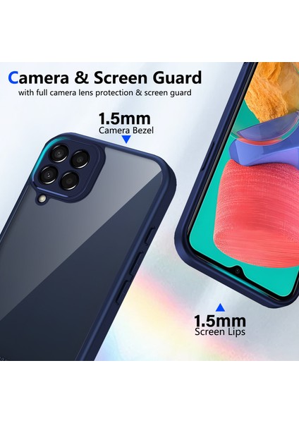 Samsung Galaxy A12/M12,IÇIN Laimtop Kılıf, Kamera Lens Korumalı Hibrit 2'si 1 Arada Şeffaf Kılıf-Blue (Yurt Dışından) modelleri