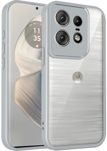 Motorola Edge 50 Pro,için Laimtop Kılıf, Kamera Lens Korumalı Hibrit 2'si 1 Arada Şeffaf Kılıf-Gri (Yurt Dışından)