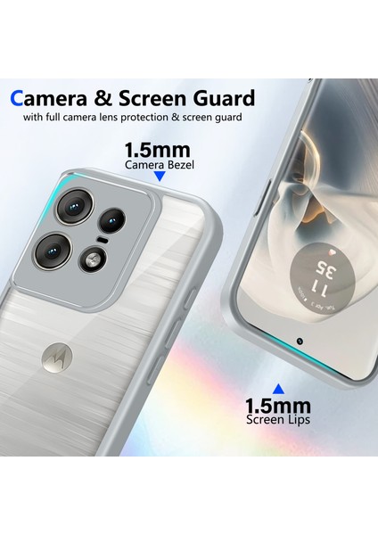 Motorola Edge 50 Pro,için Laimtop Kılıf, Kamera Lens Korumalı Hibrit 2'si 1 Arada Şeffaf Kılıf-Gri (Yurt Dışından) modelleri