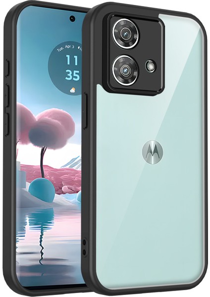 Motorola Edge 40 Neo,için Laimtop Kılıf, Kamera Lens Korumalı Hibrit 2'si 1 Arada Şeffaf Kılıf-Siyah (Yurt Dışından)