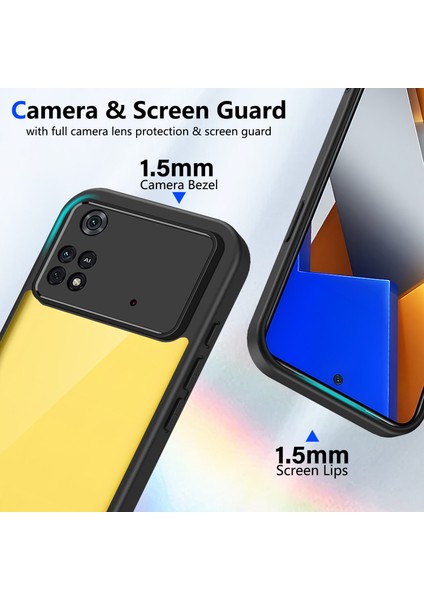 Xiaomi Poco M4 Pro 4g,için Laimtop Kılıf, Kamera Lens Korumalı Hibrit 2'si 1 Arada Şeffaf Kılıf-Siyah (Yurt Dışından) modelleri