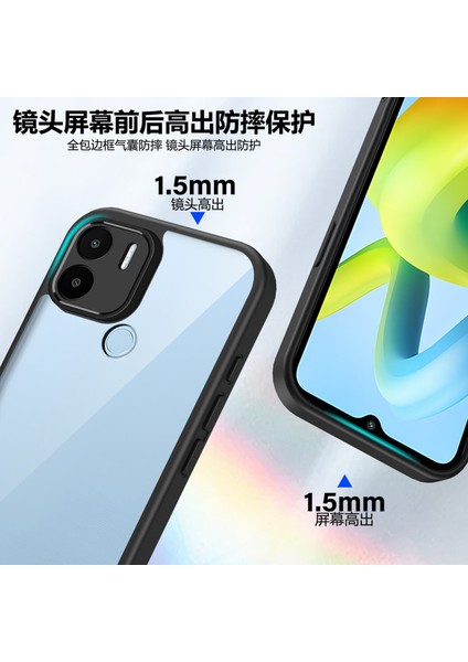 Xiaomi Redmi A1 Plus/redmi A2 Plus/poco C50/POCO C51,IÇIN Laimtop Kılıf, Kamera Lens Korumalı Hibrit 2'si 1 Arada Şeffaf Kılıf-Siyah (Yurt Dışından) modelleri