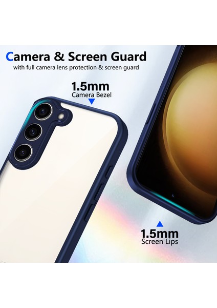 Samsung Galaxy S23,IÇIN Laimtop Kılıf, Kamera Lens Korumalı Hibrit 2'si 1 Arada Şeffaf Kılıf-Blue (Yurt Dışından) modelleri