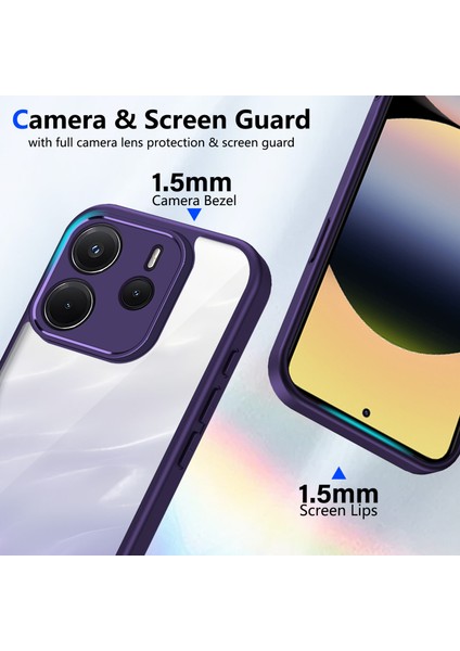 Xiaomi Redmi Note 14 4g,için Laimtop Kılıf, Kamera Lens Korumalı Hibrit 2'si 1 Arada Şeffaf Kılıf-Mor (Yurt Dışından) modelleri