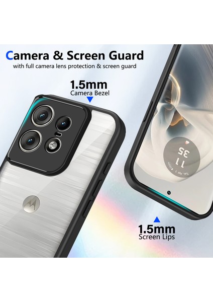 Motorola Edge 50 Pro,için Laimtop Kılıf, Kamera Lens Korumalı Hibrit 2'si 1 Arada Şeffaf Kılıf-Siyah (Yurt Dışından) modelleri