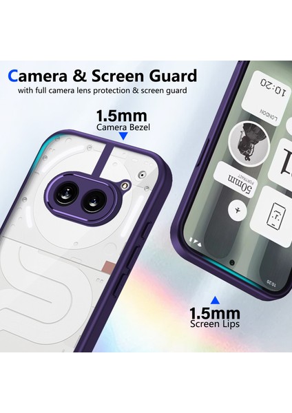Nothing Phone 2A/NOTHING Phone 2A Plus,için Laimtop Kılıf, Kamera Lens Korumalı Hibrit 2'si 1 Arada Şeffaf Kılıf-Mor (Yurt Dışından) modelleri