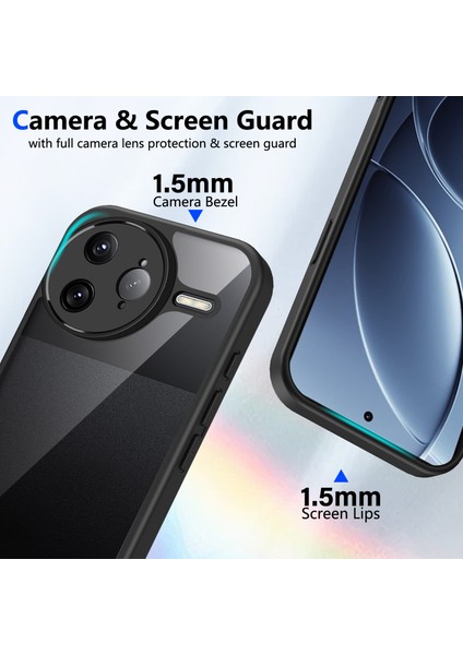 Xiaomi Poco F7 Ultra/redmi K80 Pro,için Laimtop Kılıf, Kamera Lens Korumalı Hibrit 2'si 1 Arada Şeffaf Kılıf-Siyah (Yurt Dışından) modelleri