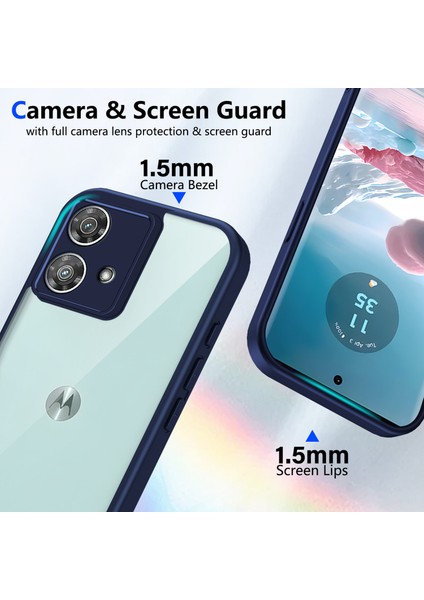 Motorola Edge 40 Neo,için Laimtop Kılıf, Kamera Lens Korumalı Hibrit 2'si 1 Arada Şeffaf Kılıf-Blue (Yurt Dışından) modelleri