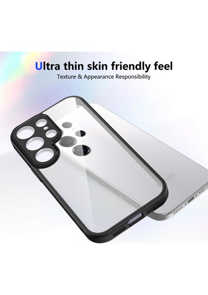 Samsung Galaxy S23 Ultra,için Laimtop Kılıf, Kamera Lens Korumalı Hibrit 2'si 1 Arada Şeffaf Kılıf-Siyah (Yurt Dışından) modelleri