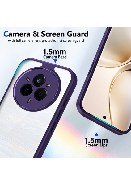 Realme 14 Pro Plus,için Laimtop Kılıf, Kamera Lens Korumalı Hibrit 2'si 1 Arada Şeffaf Kılıf-Mor (Yurt Dışından) modelleri
