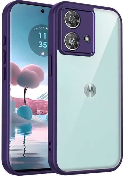 Motorola Edge 40 Neo,için Laimtop Kılıf, Kamera Lens Korumalı Hibrit 2'si 1 Arada Şeffaf Kılıf-Mor (Yurt Dışından)
