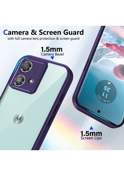Motorola Edge 40 Neo,için Laimtop Kılıf, Kamera Lens Korumalı Hibrit 2'si 1 Arada Şeffaf Kılıf-Mor (Yurt Dışından) modelleri