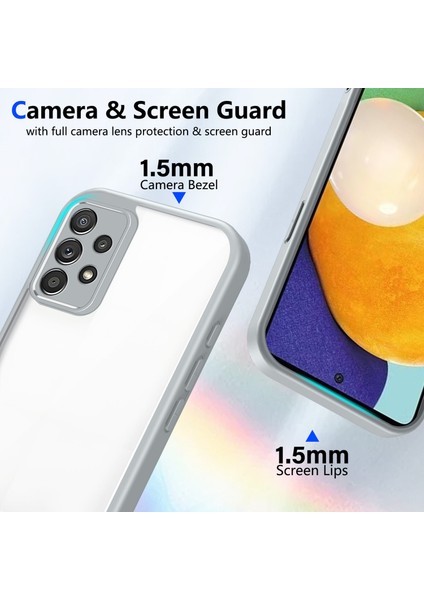 Samsung Galaxy A52/A52 5G/A52S 5g,için Laimtop Kılıf, Kamera Lens Korumalı Hibrit 2'si 1 Arada Şeffaf Kılıf-Gri (Yurt Dışından) modelleri