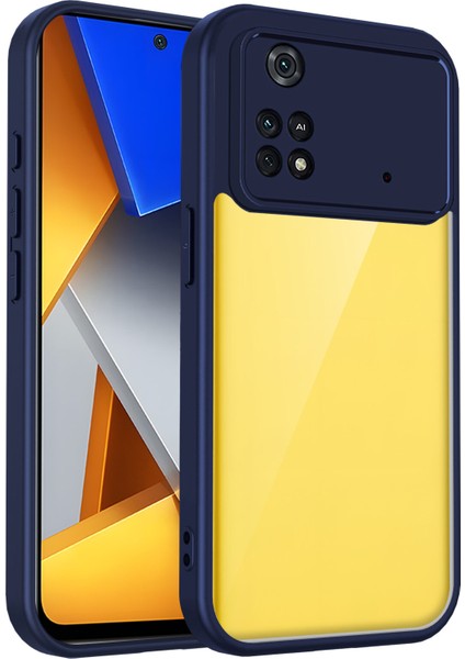 Xiaomi Poco M4 Pro 4g,için Laimtop Kılıf, Kamera Lens Korumalı Hibrit 2'si 1 Arada Şeffaf Kılıf-Blue (Yurt Dışından)