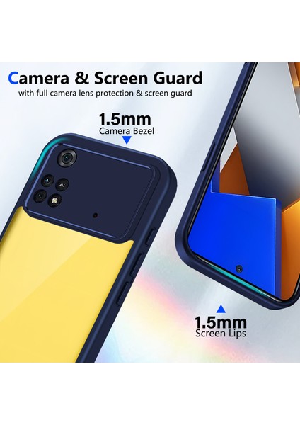 Xiaomi Poco M4 Pro 4g,için Laimtop Kılıf, Kamera Lens Korumalı Hibrit 2'si 1 Arada Şeffaf Kılıf-Blue (Yurt Dışından) modelleri