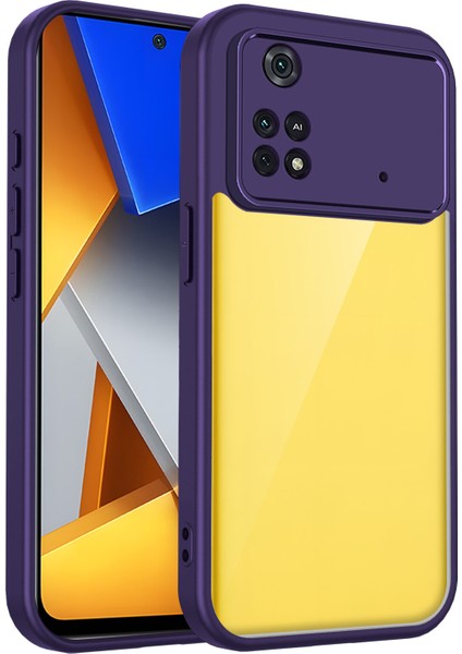 Xiaomi Poco M4 Pro 4g,için Laimtop Kılıf, Kamera Lens Korumalı Hibrit 2'si 1 Arada Şeffaf Kılıf-Mor (Yurt Dışından)