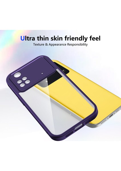 Xiaomi Poco M4 Pro 4g,için Laimtop Kılıf, Kamera Lens Korumalı Hibrit 2'si 1 Arada Şeffaf Kılıf-Mor (Yurt Dışından) modelleri