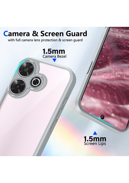 Xiaomi Redmi 13 4g/redmi 13 5g/poco M6 4g/poco M6 Plus,için Laimtop Kılıf, Kamera Lens Korumalı Hibrit 2'si 1 Arada Şeffaf Kılıf-Gri (Yurt Dışından) modelleri