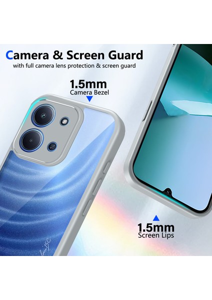 Xiaomi Redmi 15C 4g,için Laimtop Kılıf, Kamera Lens Korumalı Hibrit 2'si 1 Arada Şeffaf Kılıf-Gri (Yurt Dışından) modelleri