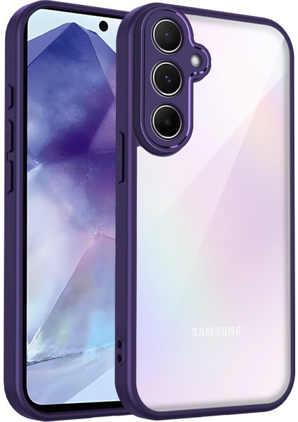 Samsung Galaxy A55,IÇIN Laimtop Kılıf, Kamera Lens Korumalı Hibrit 2'si 1 Arada Şeffaf Kılıf-Mor (Yurt Dışından)