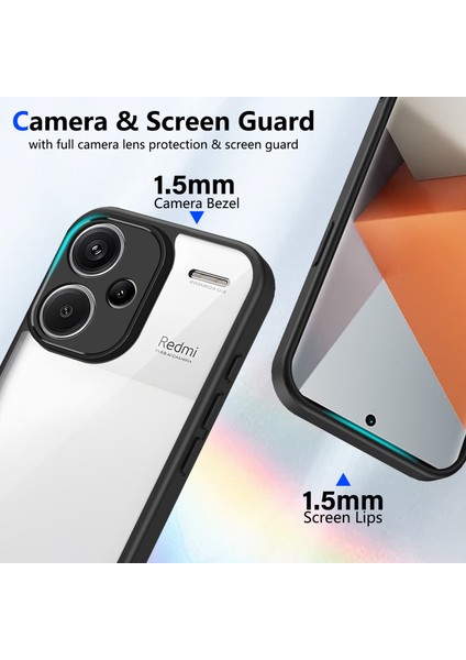 Xiaomi Redmi Note 13 Pro Plus,için Laimtop Kılıf, Kamera Lens Korumalı Hibrit 2'si 1 Arada Şeffaf Kılıf-Siyah (Yurt Dışından) modelleri