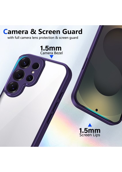 Samsung Galaxy S25 Ultra,için Laimtop Kılıf, Kamera Lens Korumalı Hibrit 2'si 1 Arada Şeffaf Kılıf-Mor (Yurt Dışından) modelleri