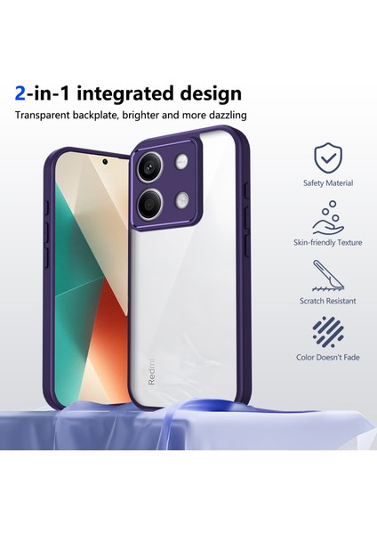 Xiaomi Redmi Note 13 4g,için Laimtop Kılıf, Kamera Lens Korumalı Hibrit 2'si 1 Arada Şeffaf Kılıf-Mor (Yurt Dışından) indirimleri