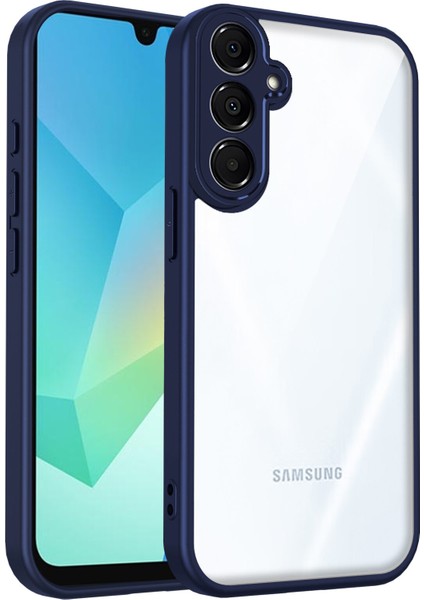 Samsung Galaxy M35,IÇIN Laimtop Kılıf, Kamera Lens Korumalı Hibrit 2'si 1 Arada Şeffaf Kılıf-Blue (Yurt Dışından)