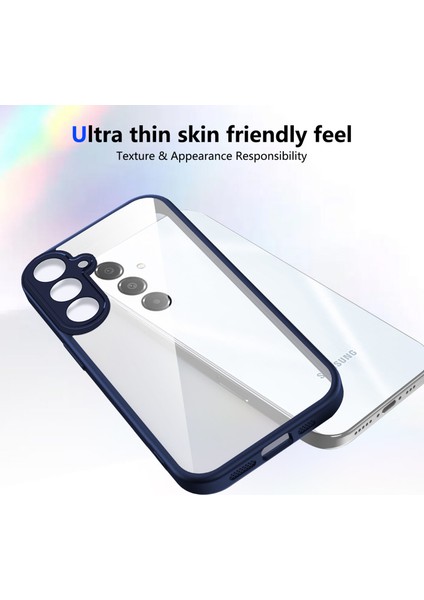 Samsung Galaxy M35,IÇIN Laimtop Kılıf, Kamera Lens Korumalı Hibrit 2'si 1 Arada Şeffaf Kılıf-Blue (Yurt Dışından) modelleri