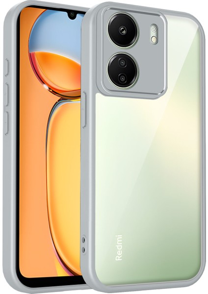 Xiaomi Redmi 13C 4g/poco C65,IÇIN Laimtop Kılıf, Kamera Lens Korumalı Hibrit 2'si 1 Arada Şeffaf Kılıf-Gri (Yurt Dışından)