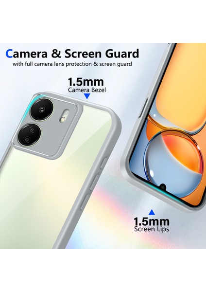 Xiaomi Redmi 13C 4g/poco C65,IÇIN Laimtop Kılıf, Kamera Lens Korumalı Hibrit 2'si 1 Arada Şeffaf Kılıf-Gri (Yurt Dışından) modelleri
