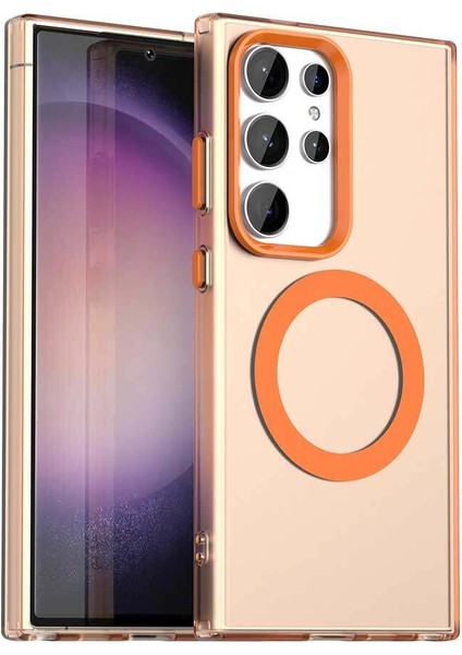 Samsung Galaxy S23 Ultra 5g,için Laimtop Kılıf, Manyetik Yarı Saydam Mat Arka Kapak, Darbeye Dayanıklı Kılıf-Turuncu (Yurt Dışından)