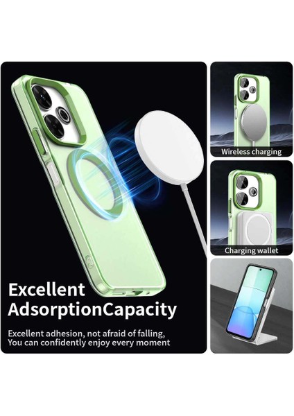 Xiaomi Redmi 13 4g/redmi 13 5g/poco M6 4g/poco M6 Plus,için Laimtop Kılıf, Manyetik Yarı Saydam Mat Arka Kapak, Darbeye Dayanıklı Kılıf-Yeşil (Yurt Dışından) modelleri