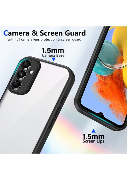 Samsung Galaxy M14 5g,için Laimtop Kılıf, Kamera Lens Korumalı Hibrit 2'si 1 Arada Şeffaf Kılıf-Siyah (Yurt Dışından) modelleri