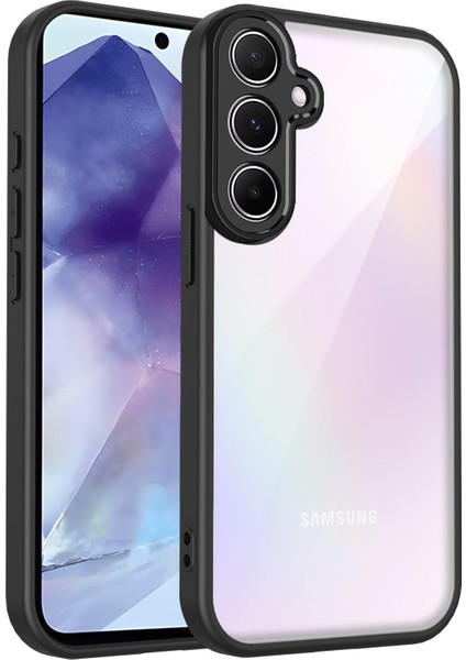 Samsung Galaxy A55,IÇIN Laimtop Kılıf, Kamera Lens Korumalı Hibrit 2'si 1 Arada Şeffaf Kılıf-Siyah (Yurt Dışından)
