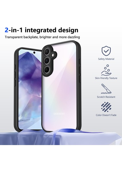 Samsung Galaxy A55,IÇIN Laimtop Kılıf, Kamera Lens Korumalı Hibrit 2'si 1 Arada Şeffaf Kılıf-Siyah (Yurt Dışından) indirimleri