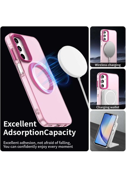 Samsung Galaxy A35,IÇIN Laimtop Kılıf, Manyetik Yarı Saydam Mat Arka Kapak, Darbeye Dayanıklı Kılıf-Kırmızı (Yurt Dışından) modelleri