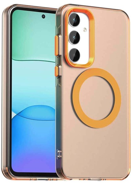 Samsung Galaxy A55,IÇIN Laimtop Kılıf, Manyetik Yarı Saydam Mat Arka Kapak, Darbeye Dayanıklı Kılıf-Turuncu (Yurt Dışından)