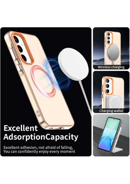 Samsung Galaxy A55,IÇIN Laimtop Kılıf, Manyetik Yarı Saydam Mat Arka Kapak, Darbeye Dayanıklı Kılıf-Turuncu (Yurt Dışından) modelleri