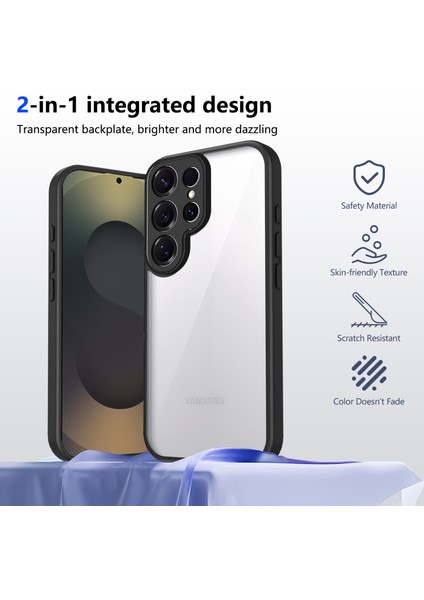Samsung Galaxy S25 Ultra,için Laimtop Kılıf, Kamera Lens Korumalı Hibrit 2'si 1 Arada Şeffaf Kılıf-Siyah (Yurt Dışından) indirimleri
