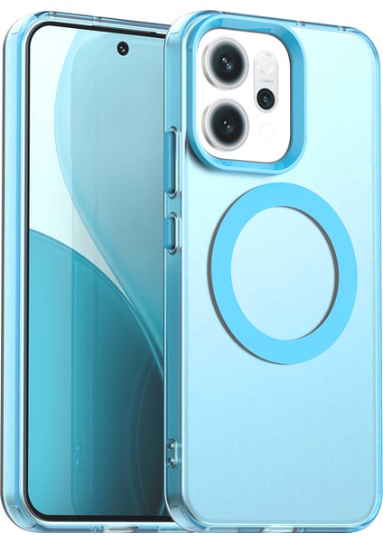 Oppo RENO14,IÇIN Laimtop Kılıf, Manyetik Yarı Saydam Mat Arka Kapak, Darbeye Dayanıklı Kılıf-Mavi (Yurt Dışından)