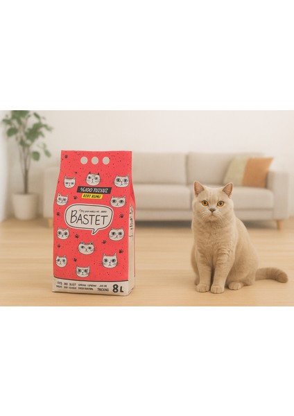 Natural Bastet Topaklanan Premium Doğal Kedi Kumu 8 Litre