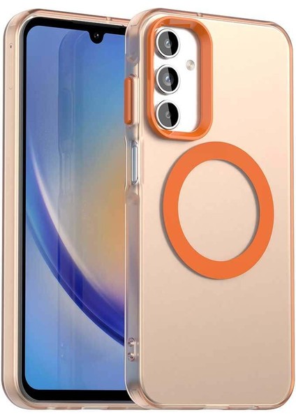Samsung Galaxy A35,IÇIN Laimtop Kılıf, Manyetik Yarı Saydam Mat Arka Kapak, Darbeye Dayanıklı Kılıf-Turuncu (Yurt Dışından)