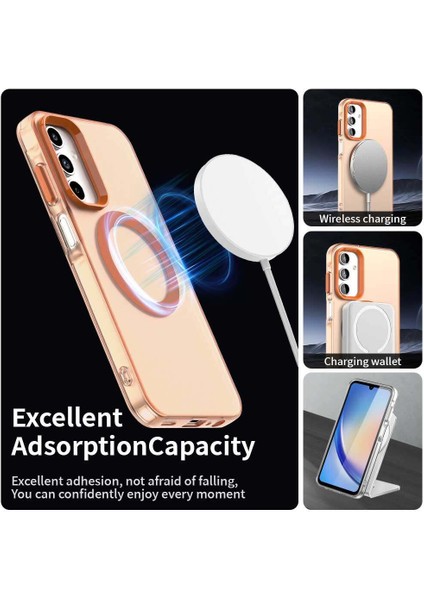 Samsung Galaxy A35,IÇIN Laimtop Kılıf, Manyetik Yarı Saydam Mat Arka Kapak, Darbeye Dayanıklı Kılıf-Turuncu (Yurt Dışından) modelleri